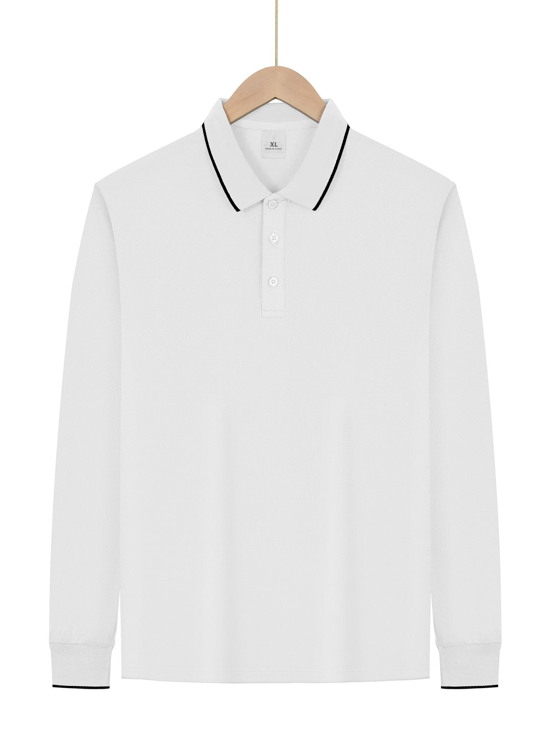 Herren nan langärmeliges Piqué-Poloshirt mit Kontrastpaspel am Kragen und Bündchen Echo Archiv
