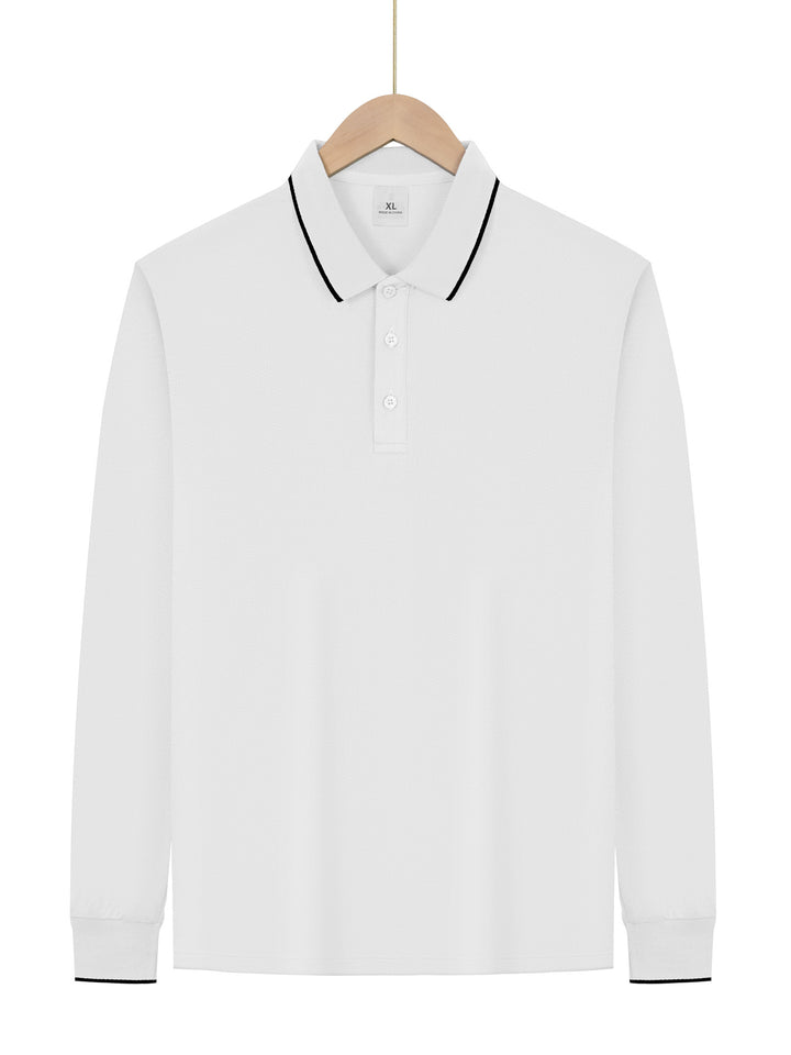 Herren nan langärmeliges Piqué-Poloshirt mit Kontrastpaspel am Kragen und Bündchen Echo Archiv