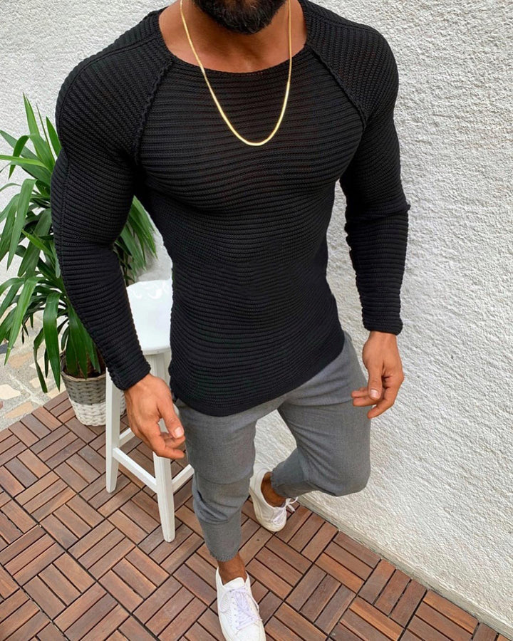 Herren nan figurbetonter Strickpullover mit Raglanärmeln und elastischer Struktur Echo Archiv