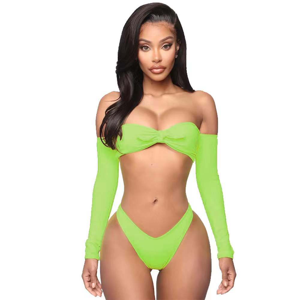 Damen Bikini-Set mit abnehmbaren Ärmeln und raffiniertem Knoten-Detail Echo Archiv