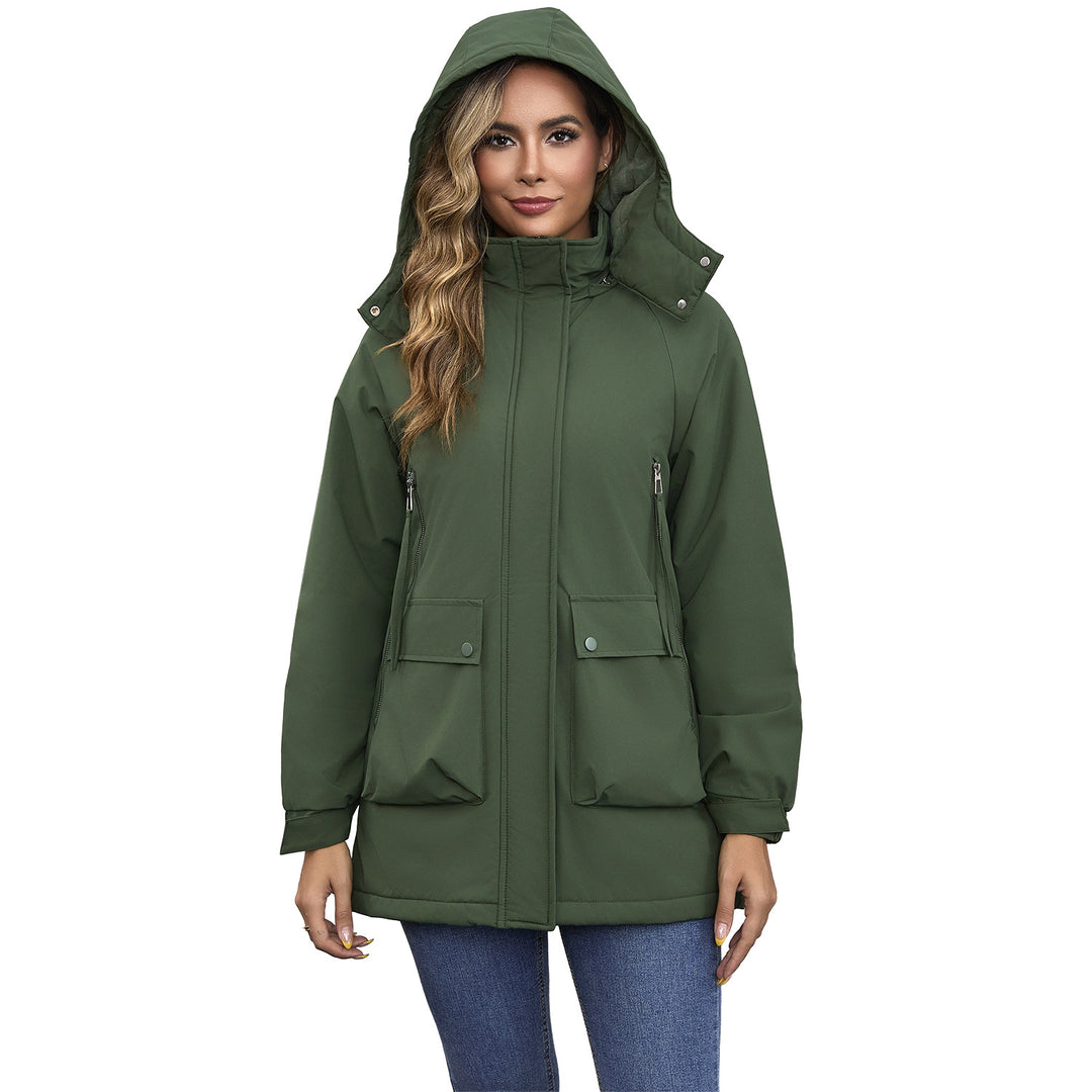 Damen nan leichter Kapuzen-Parka mit verdecktem Zwei-Wege-Reißverschluss und aufgesetzten Pattentaschen Echo Archiv