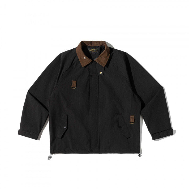Unisex Kastenförmige Overshirt‑Jacke im Utility‑Stil mit Cordkragen, Pattentaschen und Kordelzugsaum Echo Archiv