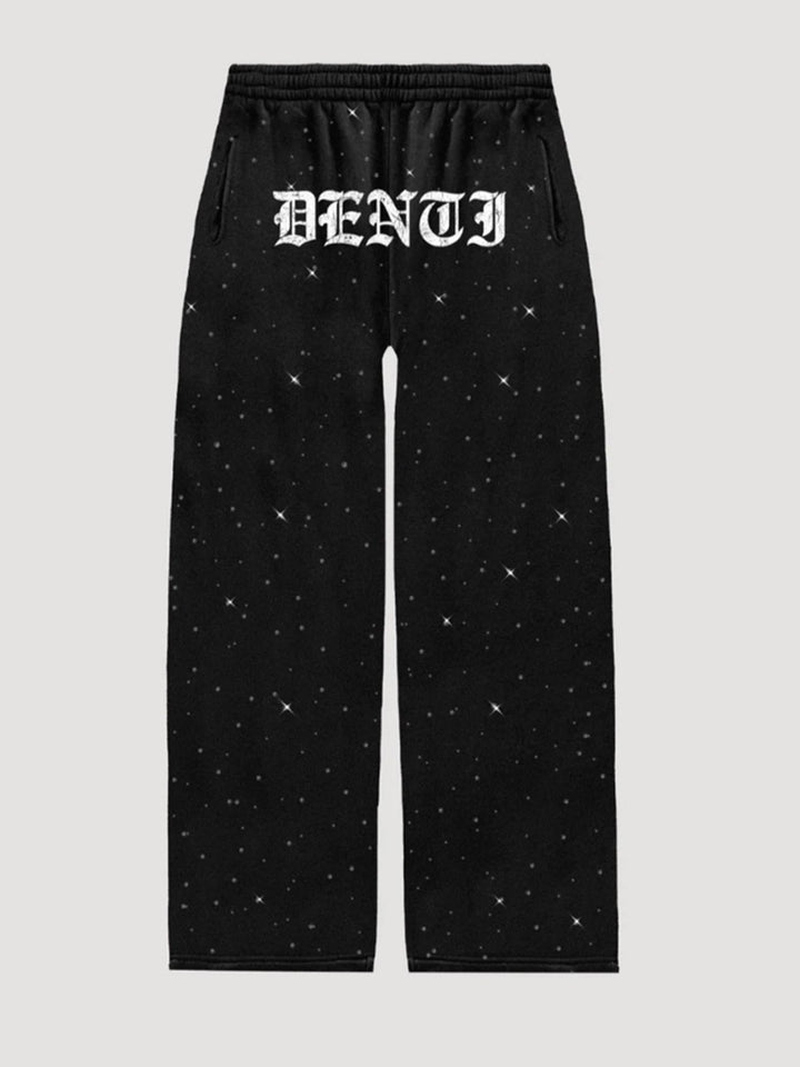 Damen nan weite Sweathose mit Sternenallover, Gothic-Logoprint, elastischem Bund und Eingrifftaschen Echo Archiv