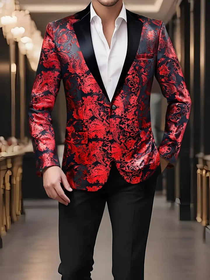 Herren extravagantes Paillettenblazer mit floralem Design Echoarchiv