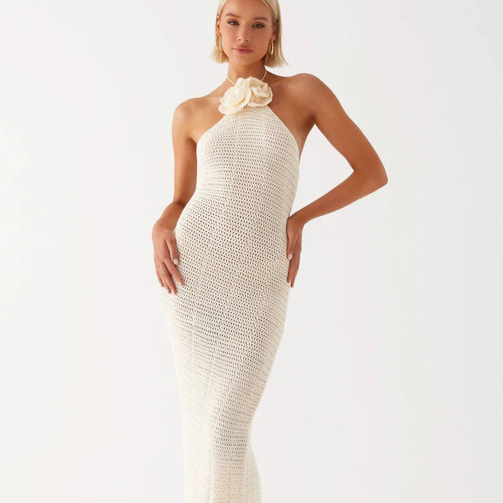Damen Häkel-Maxikleid mit hohem Schlitzausschnitt Echo Archiv