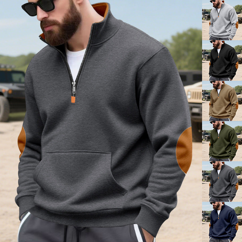 Herren hochabschließender Pullover mit praktischem Reißverschluss und Kapuzenfunktion Echoarchiv