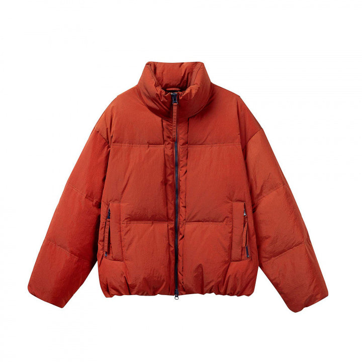 Damen Kurze Oversize-Steppjacke mit hohem Stehkragen und Kontrast-Reißverschluss Echo Archiv