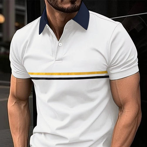 Herren Polohemd mit modischem Farbblockdesign und hochwertiger Stofftechnologie Echoarchiv