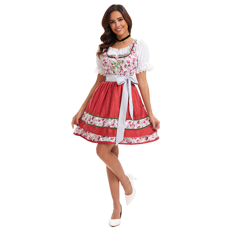 Damen nan florales Trachten-Minikleid mit geschnürter Miederfront und mehrlagiger Schürze Echo Archiv