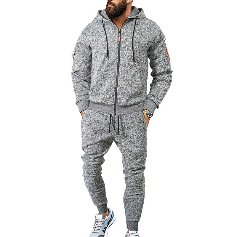 Herren Sportlicher Kapuzensweatanzug mit funktionalen Reißverschlusstaschen Echoarchiv