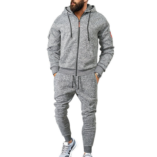 Herren Sportlicher Kapuzensweatanzug mit funktionalen Reißverschlusstaschen Echoarchiv