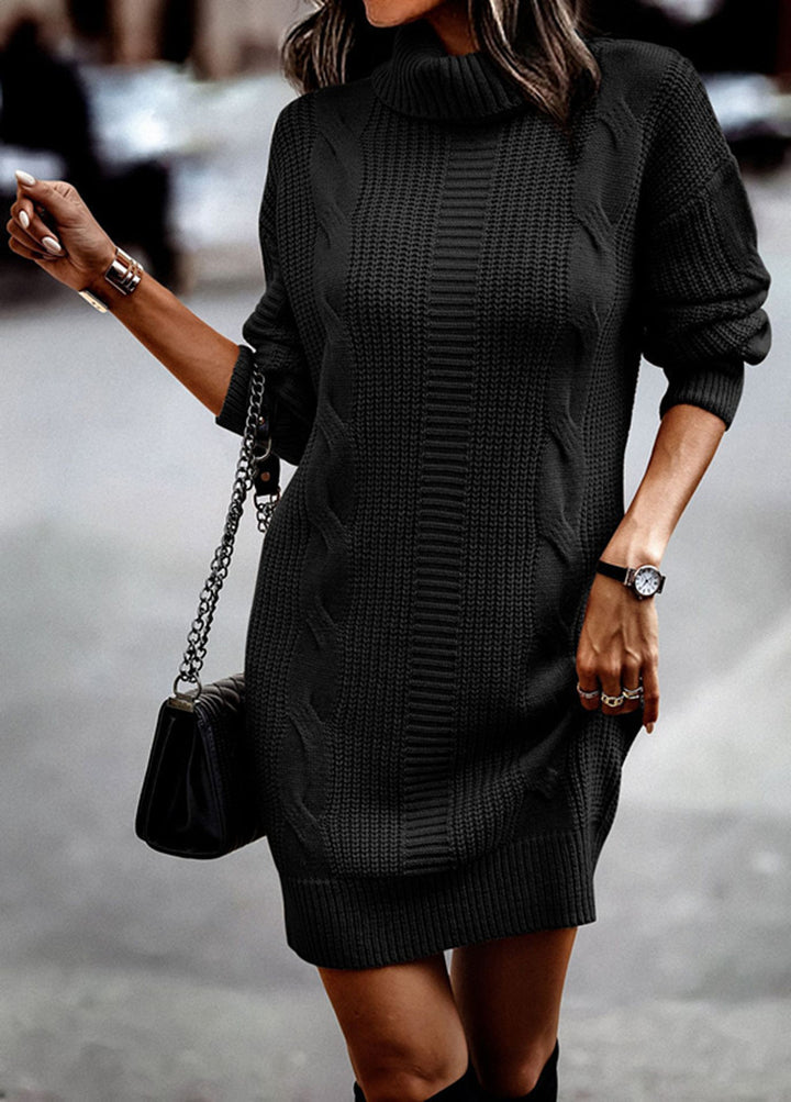 Damen nan kuscheliges Strickkleid mit Rollkragen, Zopfmuster und Oversize-Silhouette Echo Archiv