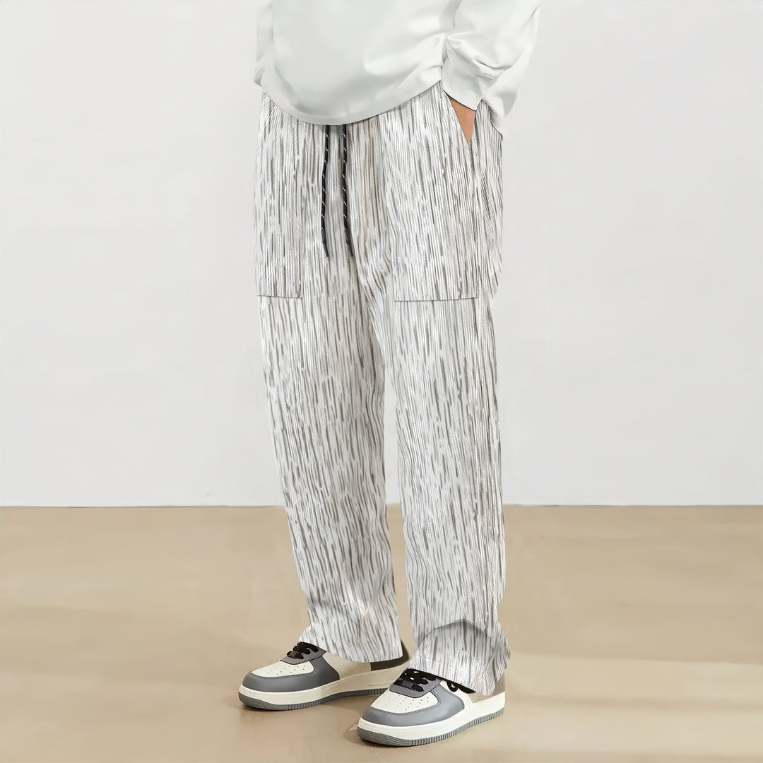 Herren Lässige Plissee-Hose mit elastischem Bund und praktischen Taschen Echoarchiv