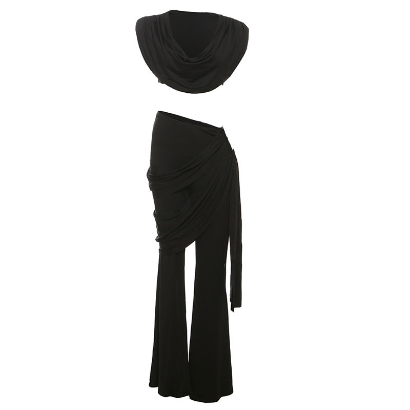 Damen Elegantes Ensemble mit fließendem Oberteil und weitem Bein Echo Archiv