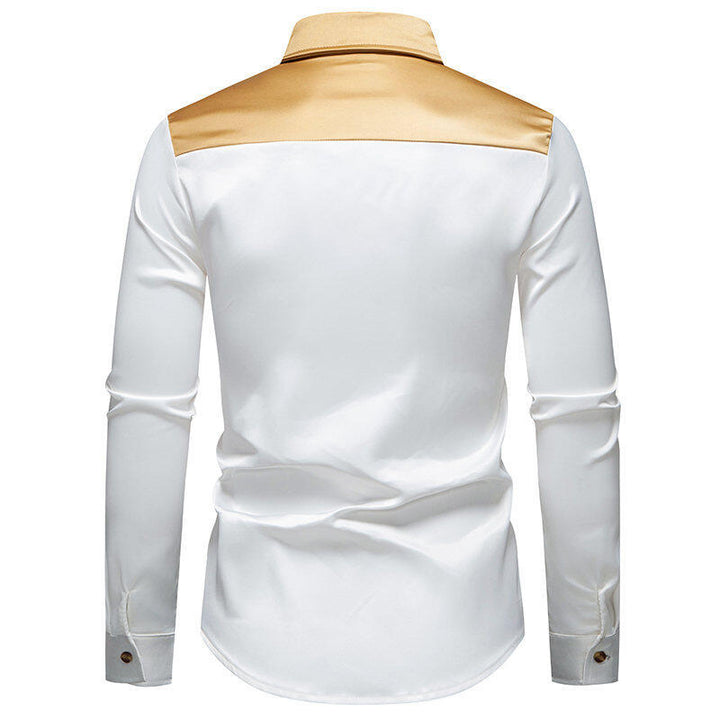 Herren elegante Hemd mit kontrastierendem Kragen und Knopfleiste Echoarchiv