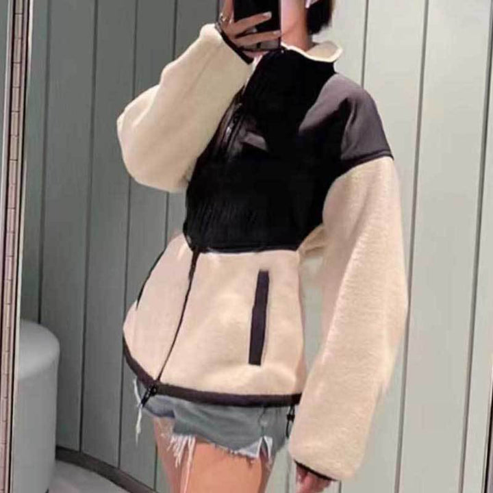 Damen Hybrid-Fleecejacke mit wattiertem Oberteil, Stehkragen und tailliertem Schößchen Echo Archiv