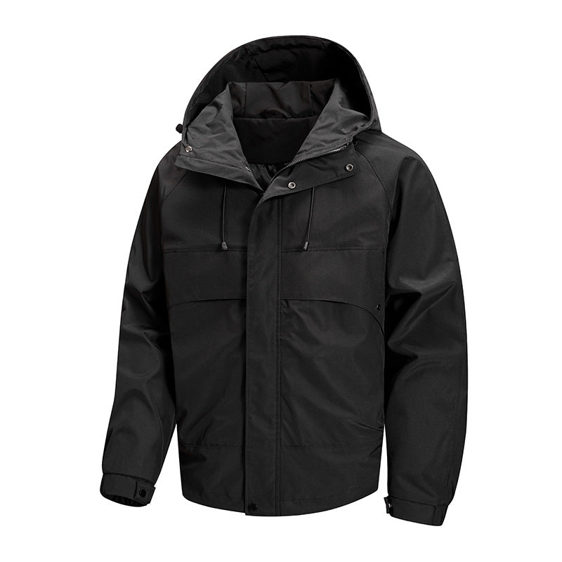 Herren urbane Allwetter-Hybridjacke mit gesteppter Innenseite, verstellbarer Kapuze und verdeckten Reißverschlusstaschen – Taviero