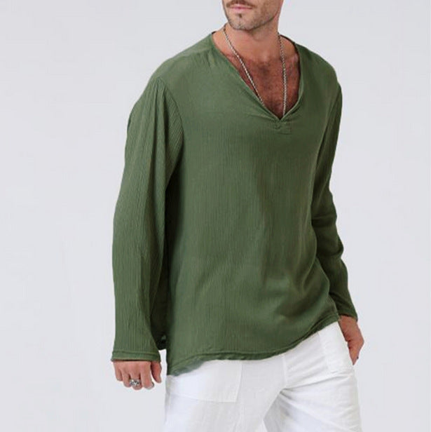 Herren Langarmshirt mit v-ferner Ausschnitt und lässigem Schnitt Echoarchiv