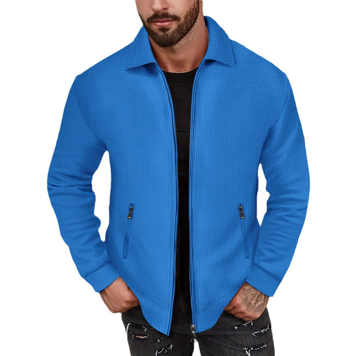 Herren modische Jacke mit unauffälligem Texturmuster und praktischen Reißverschlusstaschen Echoarchiv