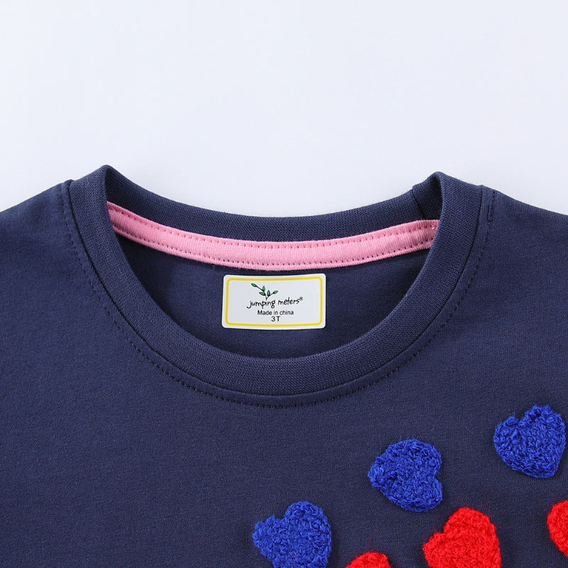 Mädchen T-Shirt Kleid mit buntem Herz-Stickdesign Echo Archiv