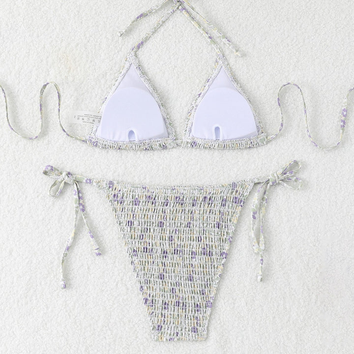Damen Triangel-Bikini-Set mit floralem Muster und hochwertigen Bindebändern Echo Archiv
