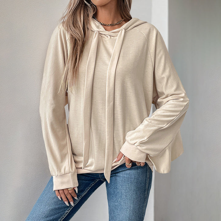 Damen Lässiger Oversize-Hoodie mit Kapuze, langen Kordelbändern und Raglanärmeln Echoarchiv