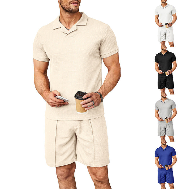 Herren Freizeit Polo- und Shorts-Set aus atmungsaktivem Material Echoarchiv