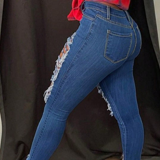 Damen Hochtaillierte, stark zerrissene Sculpting-Skinny-Jeans Echo Archiv