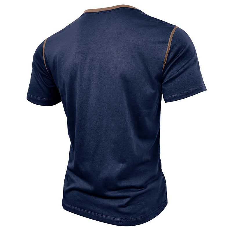 Herren Polohemd im modischen Henley-Stil mit einzigartigen Akzenten Echoarchiv