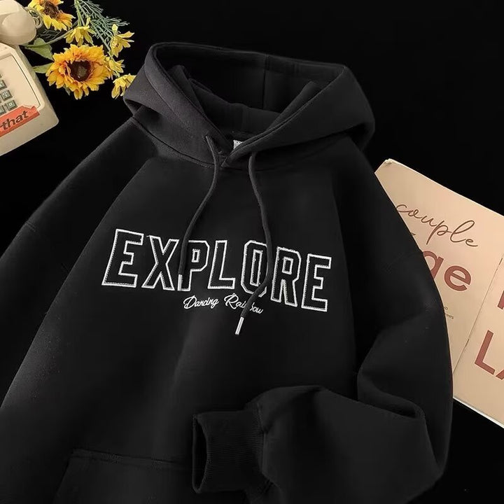 Unisex Oversized Kapuzenpullover mit Schriftzug Echoarchiv