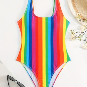 Damen Einteiliger sportlicher Badeanzug mit modischem Tie-Dye-Design Echo Archiv