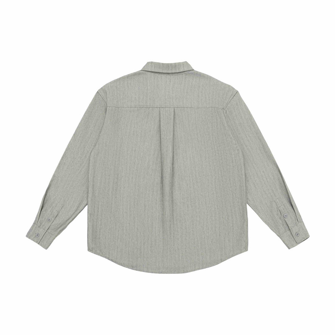 Unisex Oversized Hemdjacke aus strukturiertem Leinenmix mit Brusttasche Echoarchiv