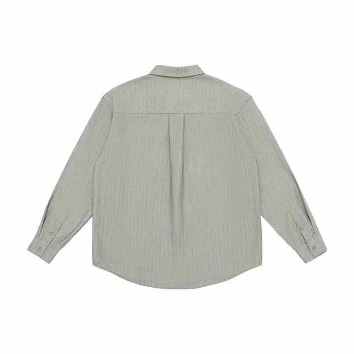 Unisex Oversized Hemdjacke aus strukturiertem Leinenmix mit Brusttasche Echoarchiv