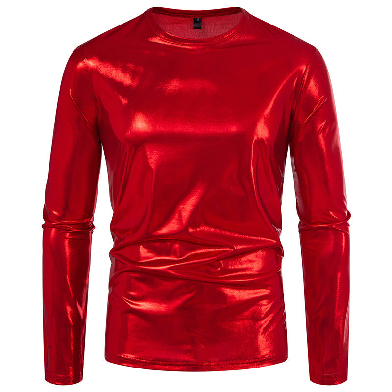 Herren stylisches Langarmshirt aus glänzendem Material Echoarchiv