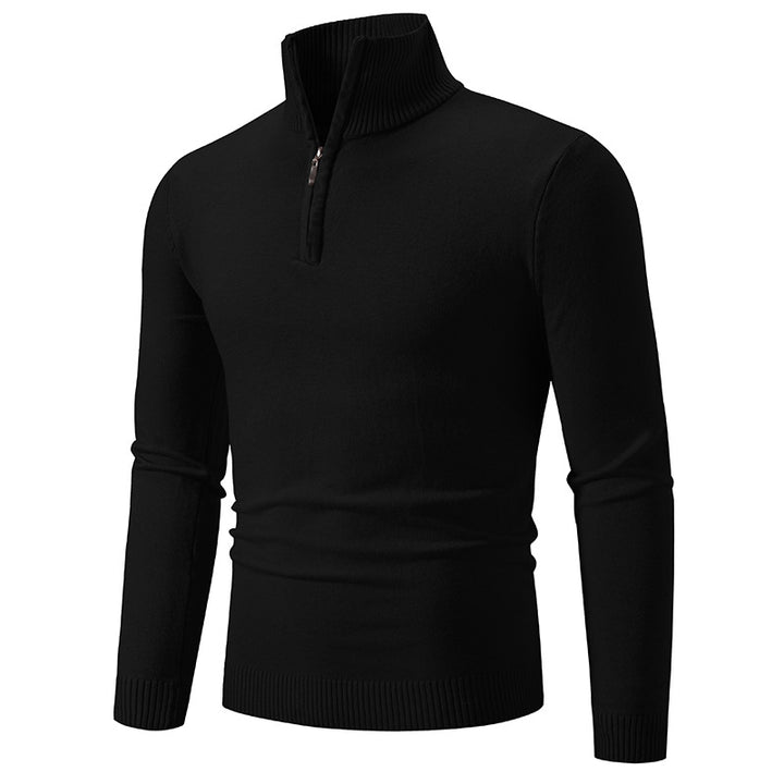 Herren nan Feinstrick-Halbzip-Pullover mit Rippen-Stehkragen und schmaler Passform Echo Archiv