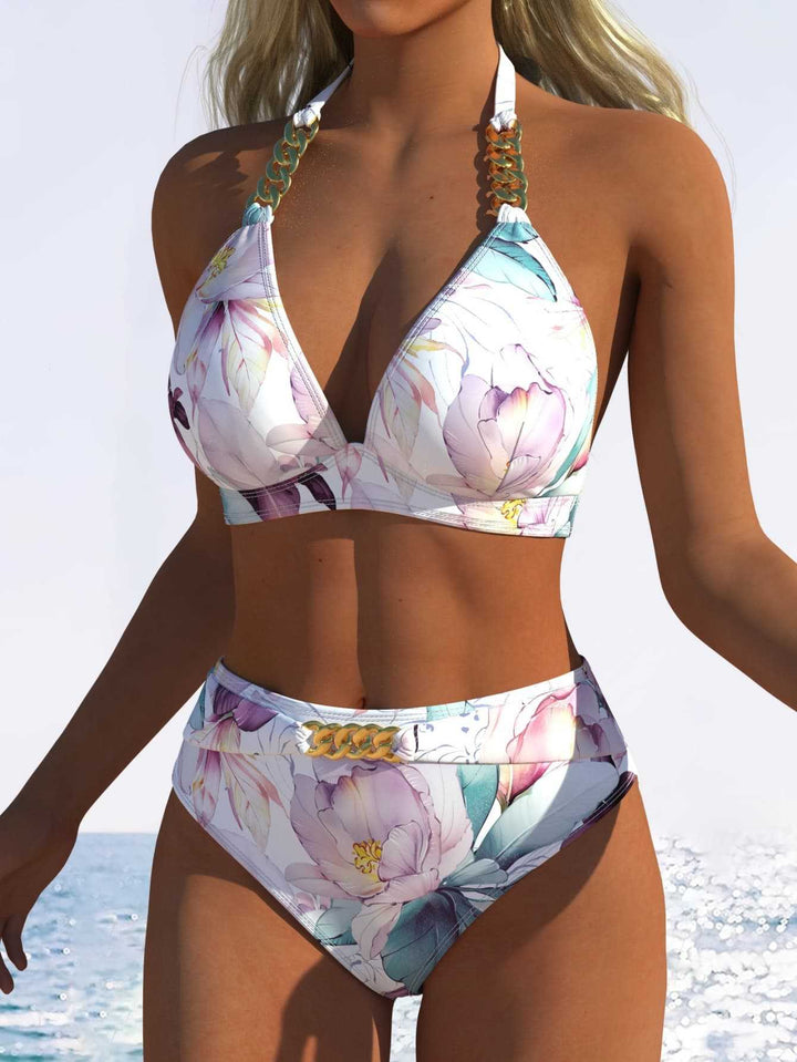 Damen Triangel-Bikini mit verstellbaren Bindebändern und modischem Wellenmuster Echo Archiv