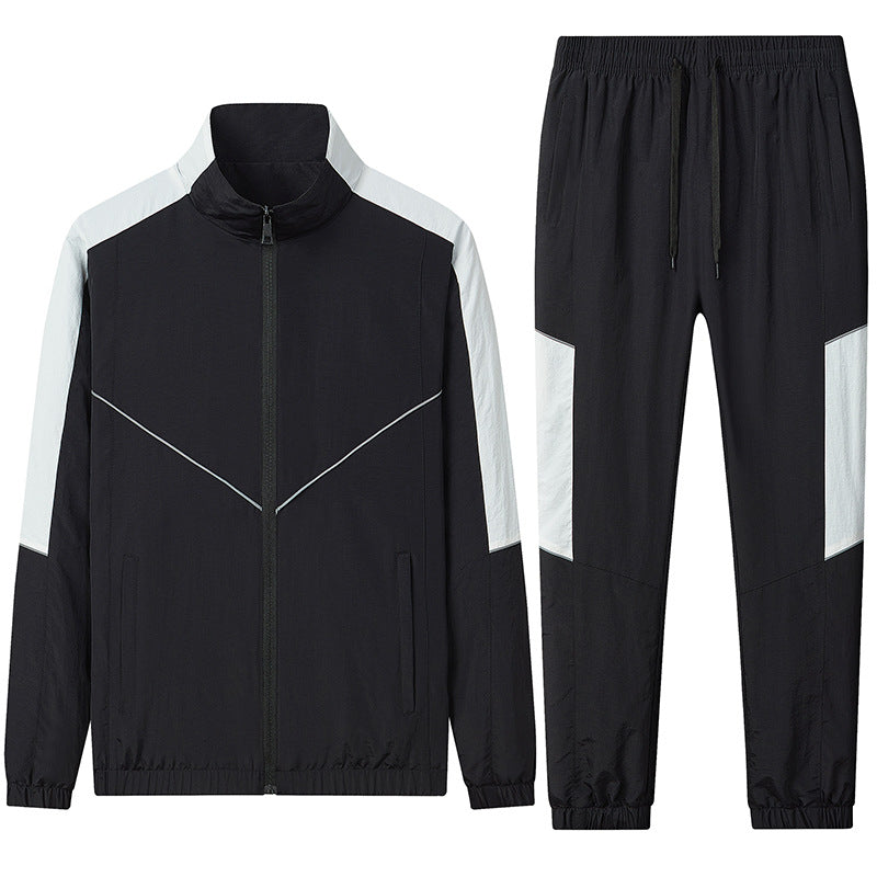 Herren Zweiteiliges atmungsaktives Nylon-Trainingsset mit Stehkragen und Kontrastpaneelen Echoarchiv