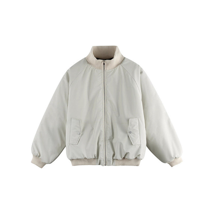 Unisex Boxy-Übergangs-Bomberjacke mit Stehkragen und Pattentaschen Echo Archiv
