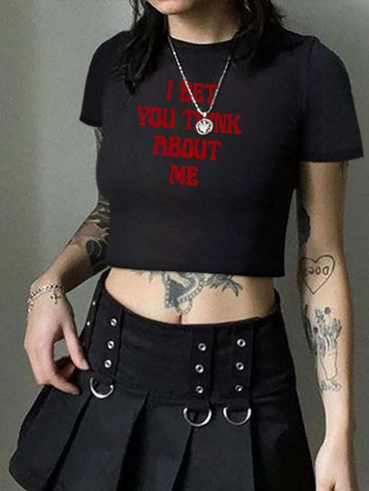 Damen Crop-T-Shirt mit kreativem Comic-Motiv Echo Archiv