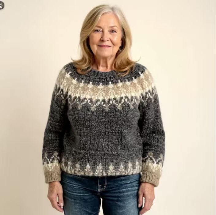 Damen nan kuscheliger Norweger-Strickpullover mit Stehkragen und Oversize-Passform Echo Archiv