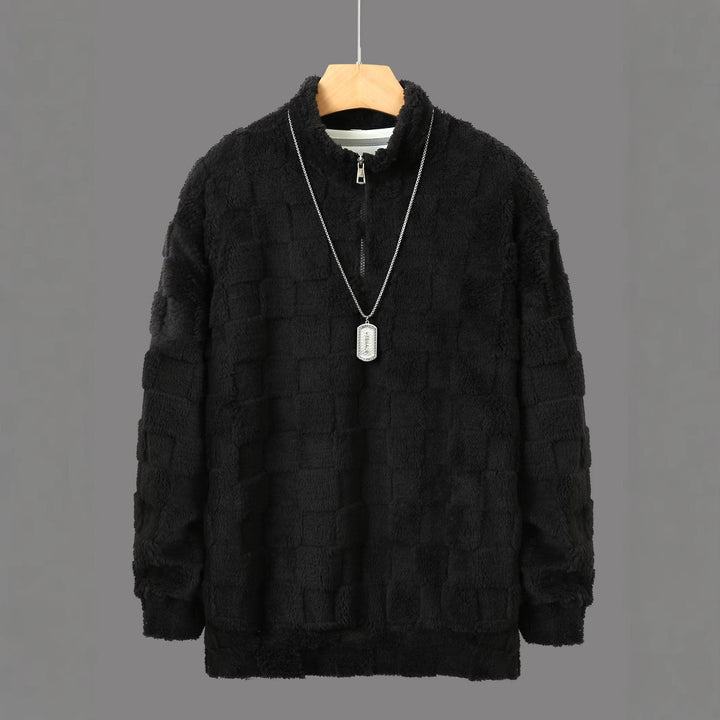 Herren Fleece-Pullover mit durchgehendem Reißverschluss und strukturiertem Design Echoarchiv