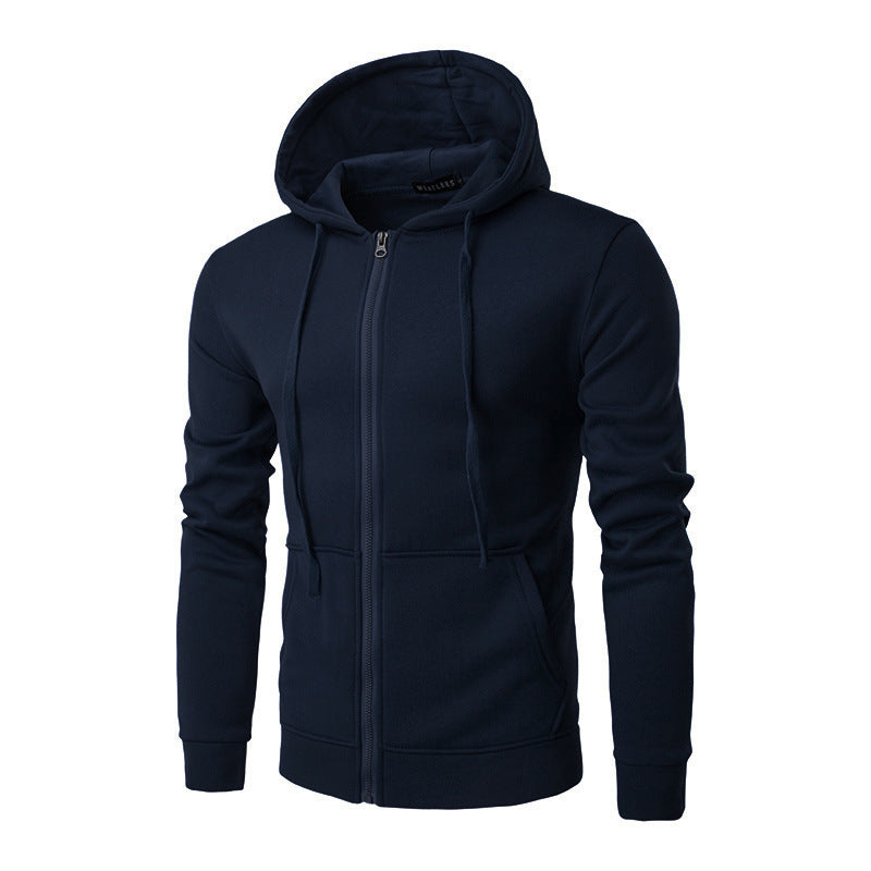 Herren Slim-Fit Kapuzensweatjacke mit mittigem Reißverschluss, doppellagiger Kapuze und praktischen Eingrifftaschen – Cavarno