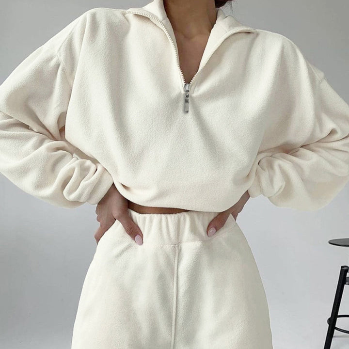 Damen nan kurz geschnittenes Thermo-Fleece-Set mit Halbfront-Reißverschluss und hohem Komfortbund Echo Archiv