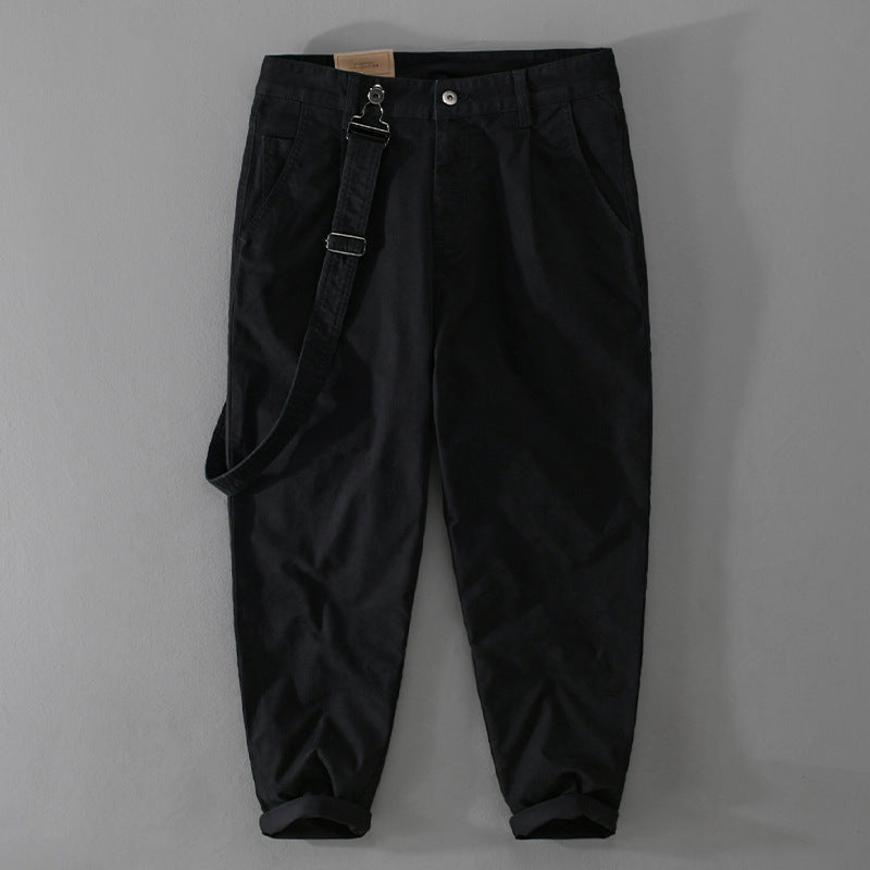 Herren Tapered-Chinohose mit abnehmbarem Gurt, hohem Bund und gekrempeltem Saum Echoarchiv