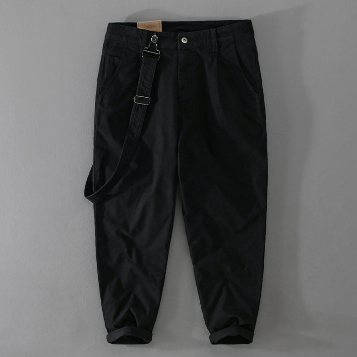 Herren Tapered-Chinohose mit abnehmbarem Gurt, hohem Bund und gekrempeltem Saum Echoarchiv