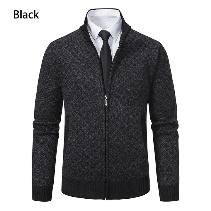 Herren nan gemusterte Strickjacke mit Stehkragen und durchgehendem Reißverschluss Echo Archiv