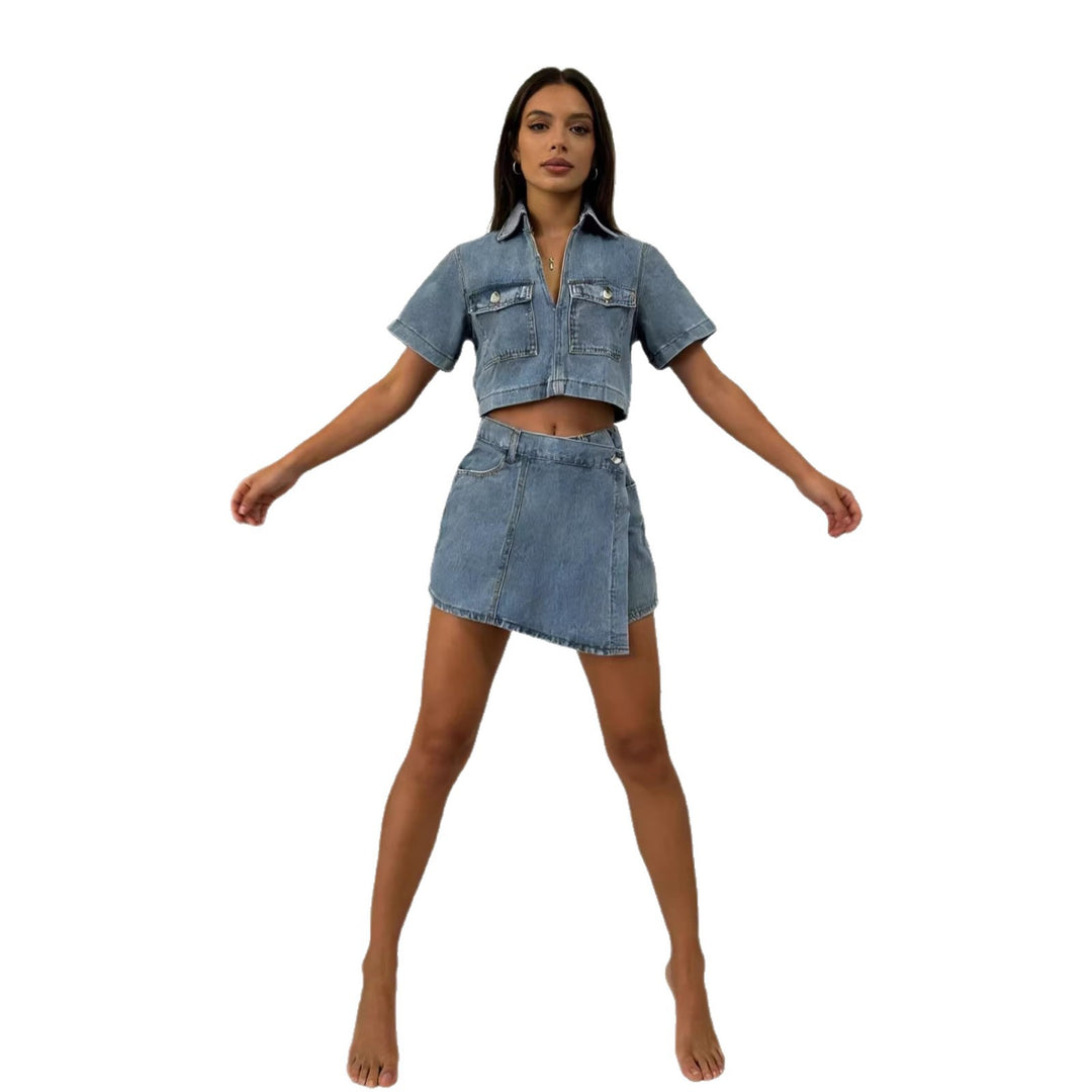 Damen Crop-Top und Minirock Set im lässigen Stil Echo Archiv