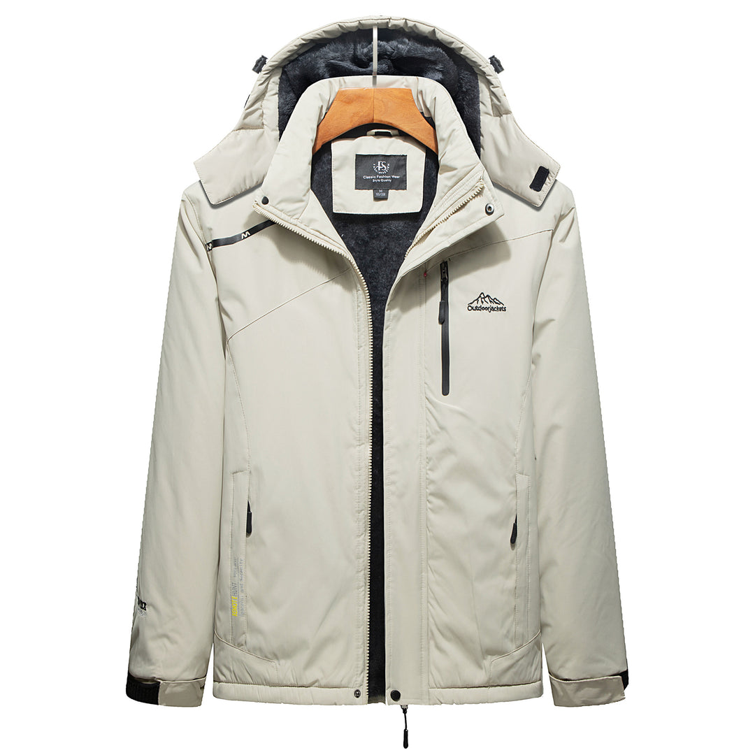 Herren Wasserabweisender Outdoorparka mit Teddyfutter, abnehmbarer Kapuze und Reißverschlusstaschen – Taviero