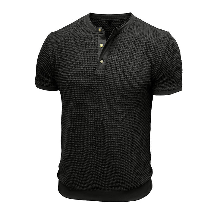 Herren Kurzarm-Henley-Shirt mit strukturiertem Design und edler Knopfleiste Echoarchiv