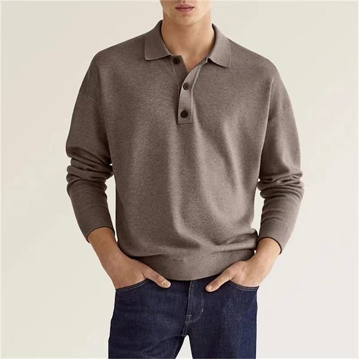 Herren Langarm-Polo mit eleganter Knopfleiste und bequemer Passform Echoarchiv